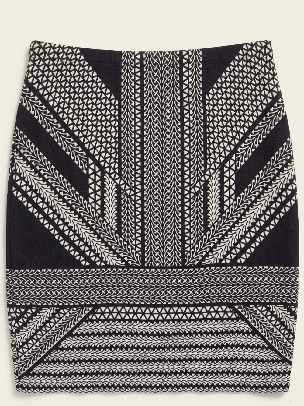Max Studio Navy Blue and White Geometric Pencil Skirt with Elastic Waist size M